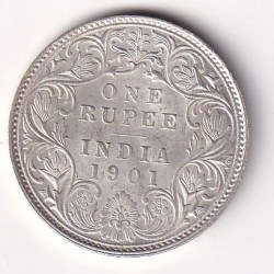 BITISH - INDIA 1 RUPEES 1901 - VICTORIA RARE SILVER HIGH GRADE UNC COIN