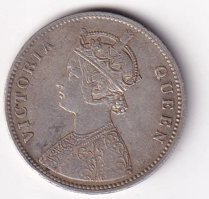 BRITISH-INDIA 1 RUPEES 1874 (VICTORIA) RARE DATE SILVER COIN