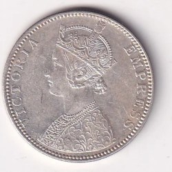 Alternative view of BITISH - INDIA 1 RUPEES 1890 - VICTORIA RARE SILVER HIGH GRADE UNC COIN