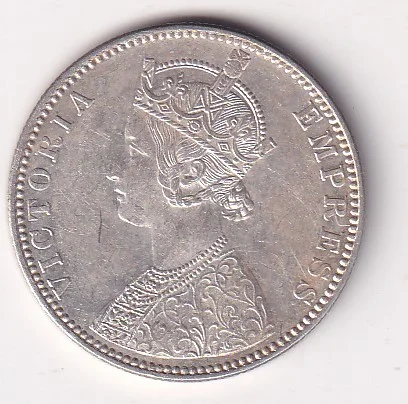BITISH - INDIA 1 RUPEES 1890 - VICTORIA RARE SILVER HIGH GRADE UNC COIN
