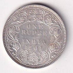 BITISH - INDIA 1 RUPEES 1901 - VICTORIA RARE SILVER HIGH GRADE UNC COIN