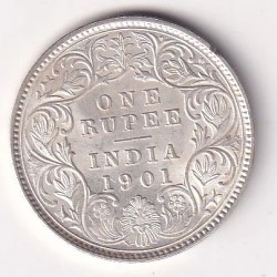 BITISH - INDIA 1 RUPEES 1901 - VICTORIA RARE SILVER HIGH GRADE UNC COIN