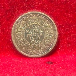 British India 1/4 Rupee 1919 (George V) Rare Silver Coin #AA-119