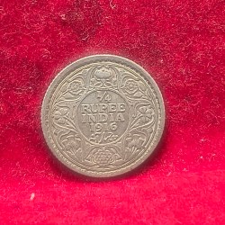 British India 1/4 Rupee 1916 (George V) Rare Silver Coin #AA-120