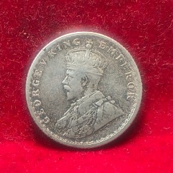 Alternative view of British India 1/4 Rupee 1917 George V Rare Silver Coin #AA-121