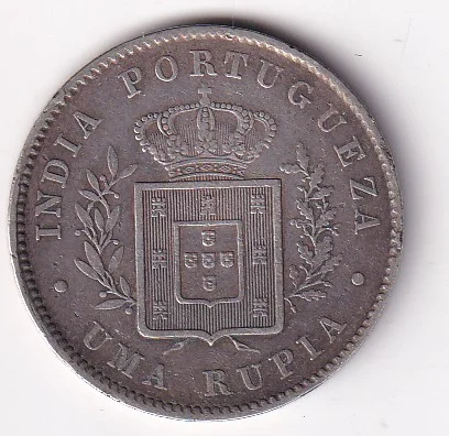 Portuguese-India 1 Rupia 1881 (Luiz I) Rare Silver Coin