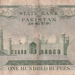 Alternative view of PAKISTAN 100 RUPEES (JINNAH) FAFDA ISSUE BIG SIZE OLD NOTE
