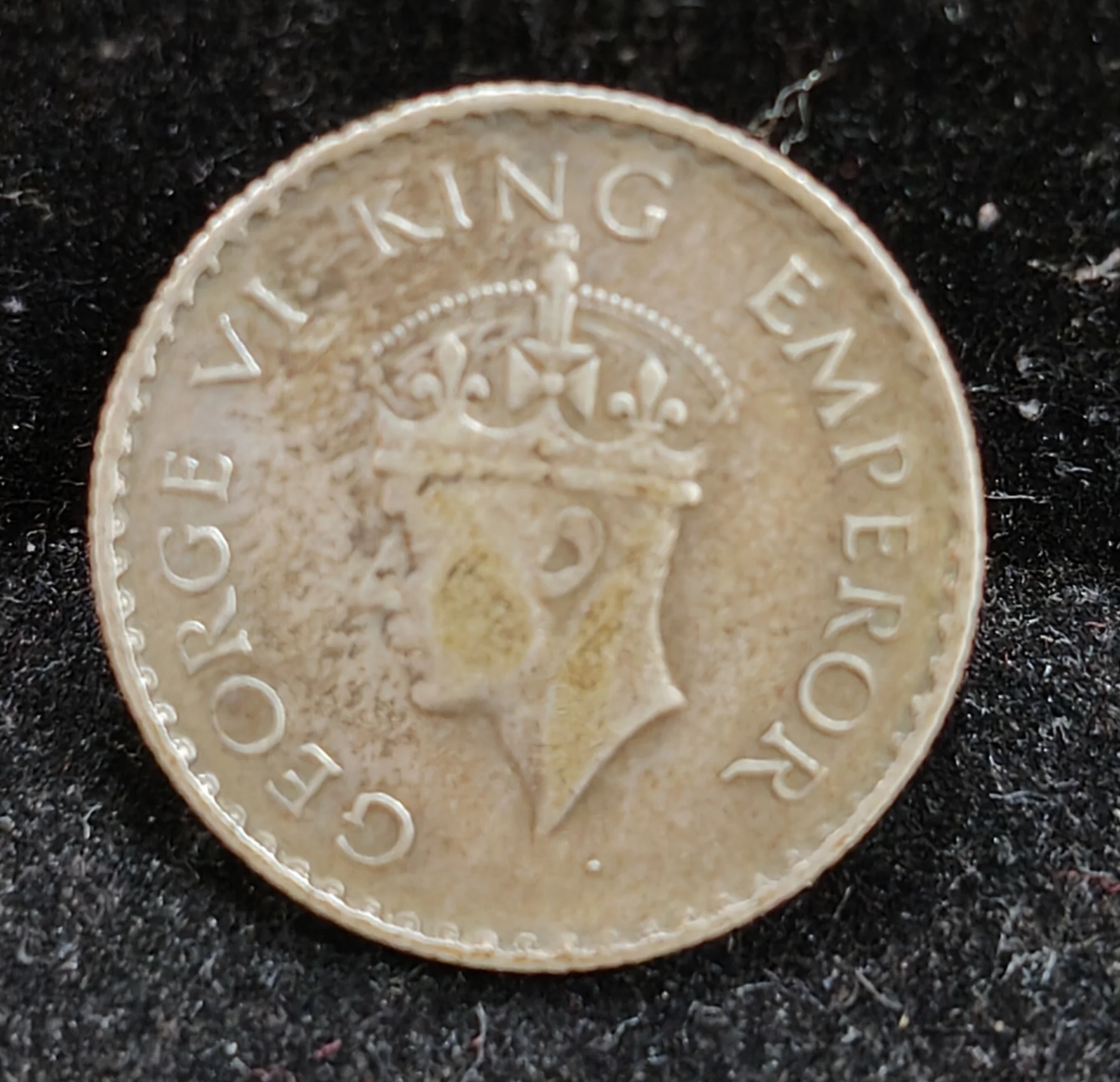(Cud Error)Extra metal India - British ¼ Rupee 1940 - George VI Rare Silver Coin - Image 2