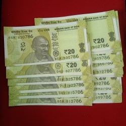 Twenty Rs Rare Fancy Notes 786 End 118 Notes Gem Bunc Condition Republic of India