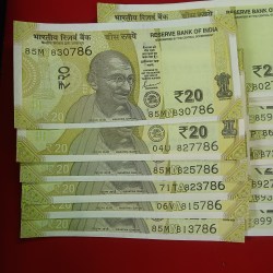 Alternative view of Twenty Rs Rare Fancy Notes 786 End 118 Notes Gem Bunc Condition Republic of India