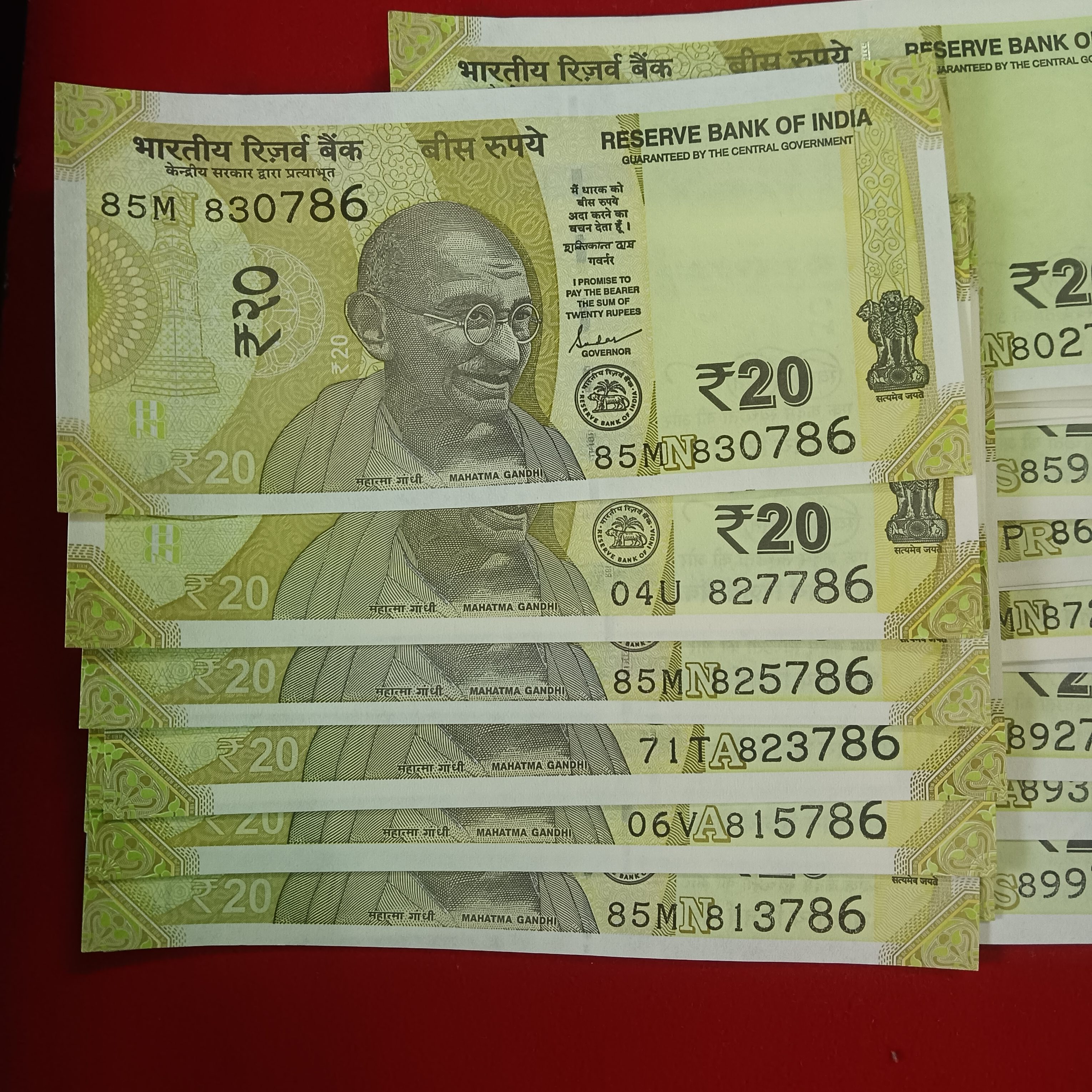 Twenty Rs Rare Fancy Notes 786 End 118 Notes Gem Bunc Condition Republic of India