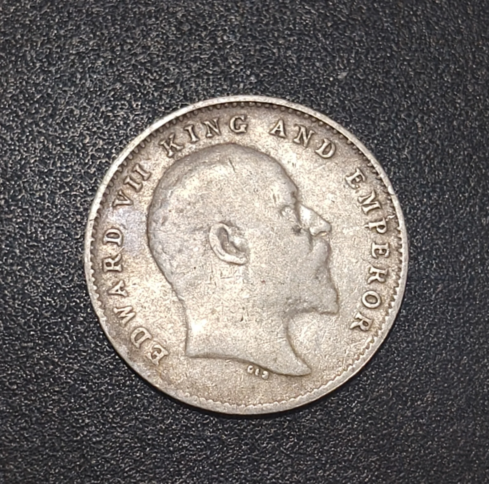 India - British 2 Annas 1910 - Edward VII Rare Silver Coin