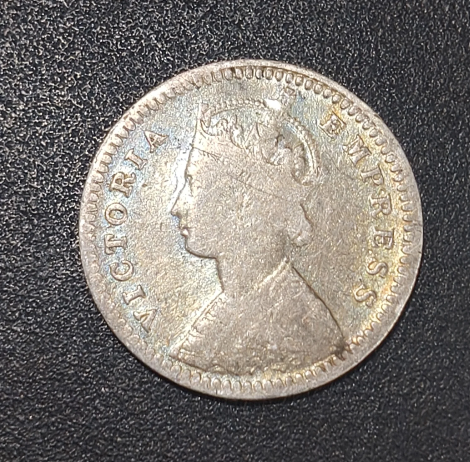 India - British 2 Annas 1890 - Victoria Rare Silver Coin