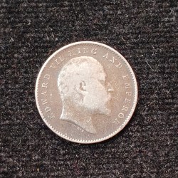 Alternative view of British-India 2 Annas 1907 (Edward VII) Rare Silver Coin#AA-124