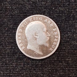 Alternative view of British-India 2 Annas 1907 (Edward VII) Rare Silver Coin#AA-125