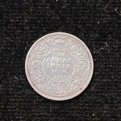 British-India 2 Annas 1916 (George V) Rare Silver Coin#AA-127