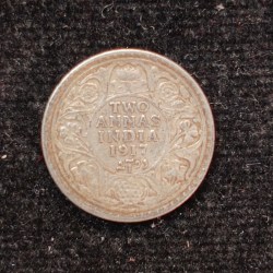 British-India 2 Annas 1917 (George V) Rare Silver Coin#AA-130