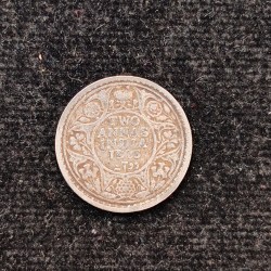 British-India 2 Annas 1913 (George V) Rare Silver Coin#AA-132