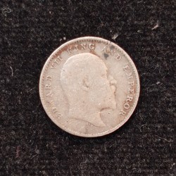 Alternative view of British-India 2 Annas 1905 (Edward VII) Rare Silver Coin#AA-133