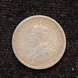 Alternative view of British-India 2 Annas 1916 (George V) Rare Silver Coin#AA-134
