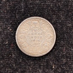 British-India 2 Annas 1916 (George V) Rare Silver Coin#AA-136
