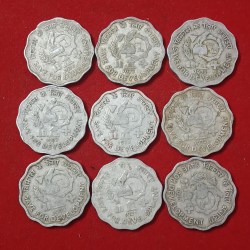 Ten Paise Aluminium Rate Coins Save For Development 1977 Year 9 Pcs Given Republic of India