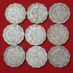 Alternative view of Ten Paise Aluminium Rate Coins Save For Development 1977 Year 9 Pcs Given Republic of India