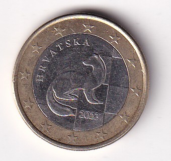 Croatia 1 Euro 2023 (2nd map) Rare Bimetallic Coin#AA-170