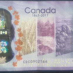 Alternative view of Canada 10 Dollars (150 Years of Confederation) Rare Polymer Note#B2