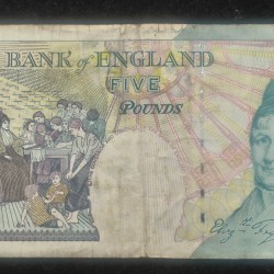 Alternative view of England 5 Pound Rare Lowest Price Note #B2