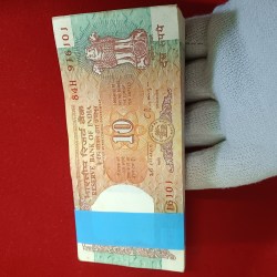 Alternative view of Ten Rs Rare Shalimar Issue Old Full Bundle Fancy 916 Governor C Rangarajan Unc Condition 916101