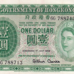 China › Hong Kong 1 Dollar - Elizabeth II Rare UNC Note #B2