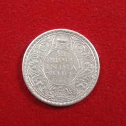 Alternative view of George Vi 1/4 Rupee India Silver Coin Year 1940 Calcutta Mint British of India