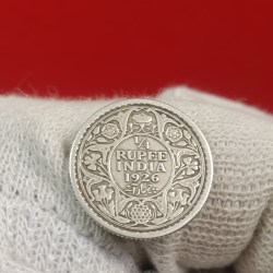 George V 1/4 Rupee Silver Coin 1926 Year Calcutta Mint British of India