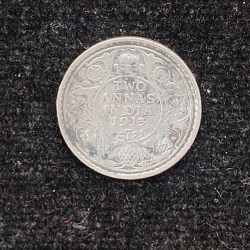 British-India 2 Annas 1913 (George V) Rare Silver Coin#AA-174