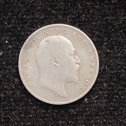 Alternative view of British-India 2 Annas 1910 (Edward VII) Rare Silver Coin#AA-176