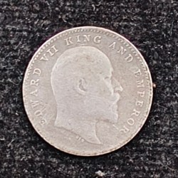 Alternative view of British-India 2 Annas 1904 (Edward VII) Rare Silver Coin#AA-177