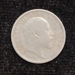 Alternative view of British-India 2 Annas 1905 (Edward VII) Rare Silver Coin#AA-178