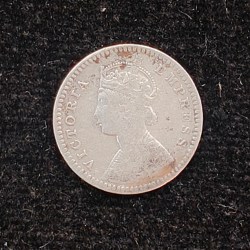 Alternative view of British-India 2 Annas 1893 (Victoria) Rare Silver Coin#AA-181