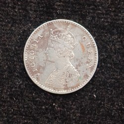 Alternative view of British-India 2 Annas 1862 (Victoria) Rare Silver Coin#AA-182