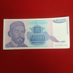 50,000 Yugoslav dinar banknote issued in 1993 Year