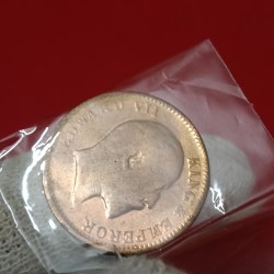 Alternative view of Ex Rare Edward VII One Quarter Anna Bronze Coin 1909 Year Calcutta Mint British of India