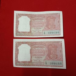Alternative view of Extremely Rare B2 Two Rs Half Tiger Issue Note Governor B Rama Rao 1 Pcs Given Gem Unc Condition B2 Issue Sku 15