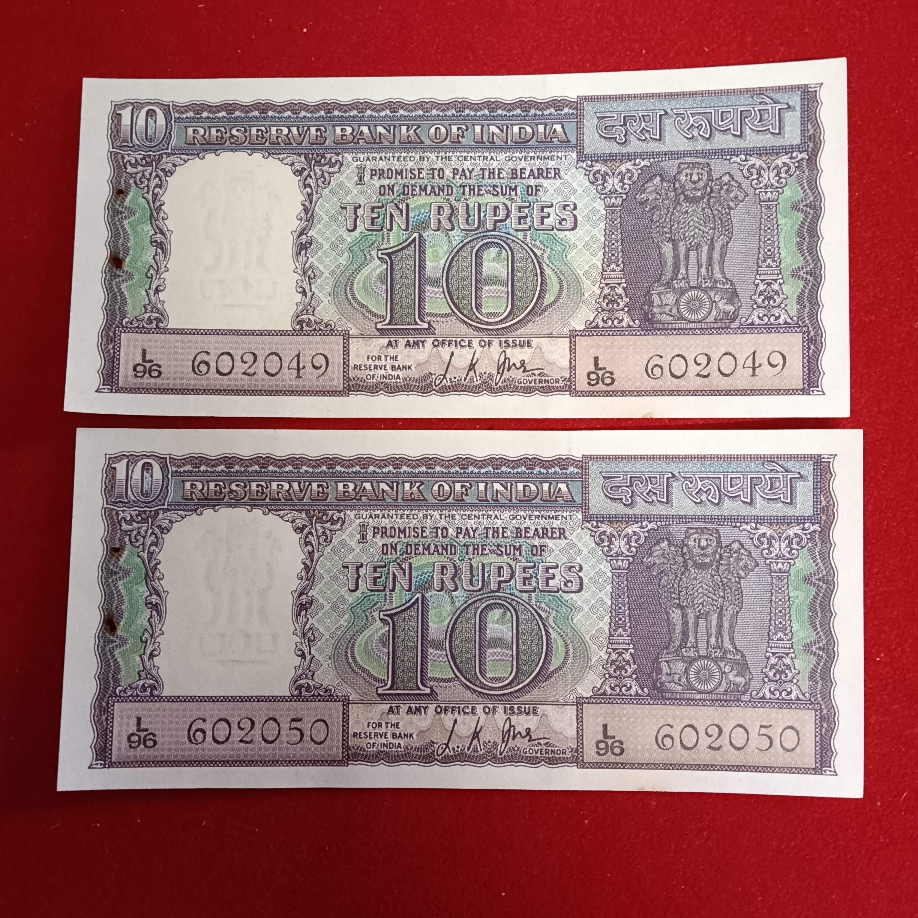 Ten Rs Rare Diamond Issue Notes Governor LK Jha Unc Condition 9 Pcs Given Sku 15