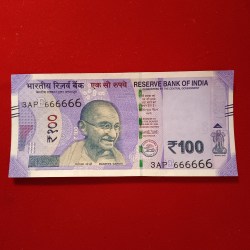 100 Rs Rare Fancy Number Note 666666 Gem Unc Condition Year 2020 Sku 08