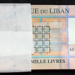 Alternative view of LIBAN 5000 LIVRES RARE (100 NOTE ) NON SERIAL PACKET WITH ONE NOTE 786 FANCY NUMBER