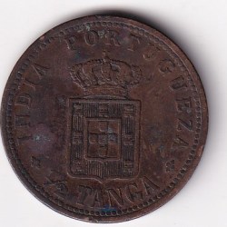 Alternative view of Portuguese India ½ Tanga - Charles I Rare Coin #X-5