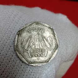 One Rs Scare Coin 1984 Year Hyderabad Mint