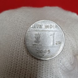 One Rs FSS sftited Error Coin 2005 year Hyderabad Mint RBI Mistake Coin