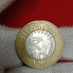 Ten Rs Ring Double Strike Shifted RBI Mistake Error Coin 2015 Year